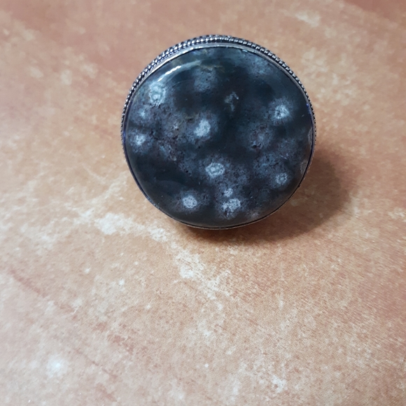 New Huge Orbicular Jasper 925 Silver Statement Ring. - Picture 5 of 8